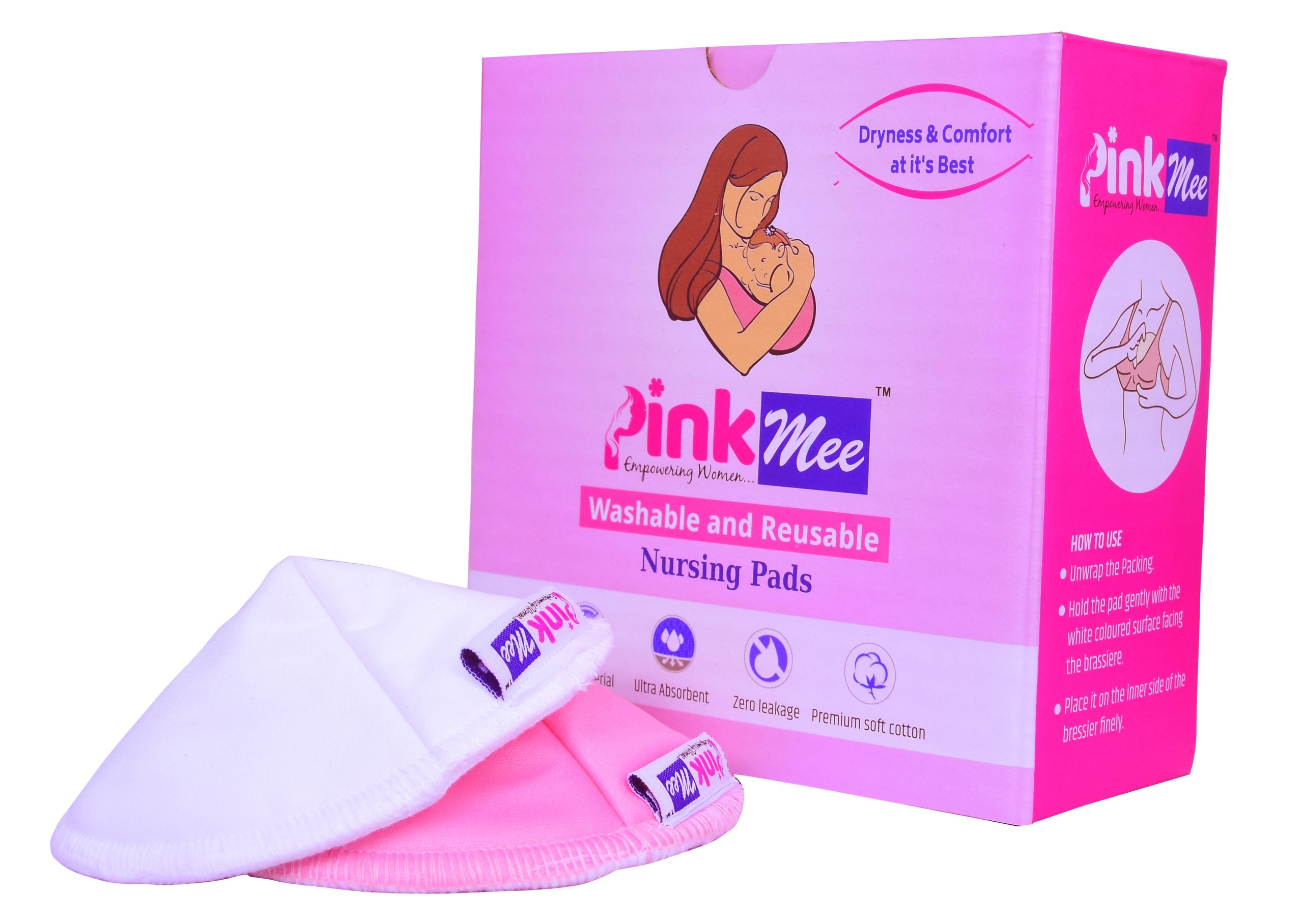 PinkMee Washable and Reusable Nursing Pads, Ultrasoft Breathable